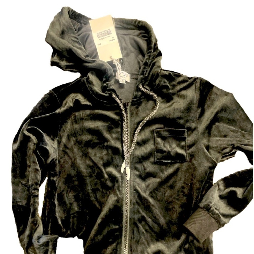 Crew kids velvet zipper, hooded jacket, size 10